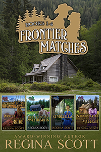 cover for Frontier Matches, a set of four western historical romances set in the Pacific Northwest