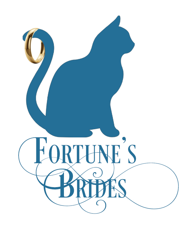 This silhouette of a cat with a wedding ring on its tail is the icon for the Fortune's Brides series by historical romance author Regina Scott
